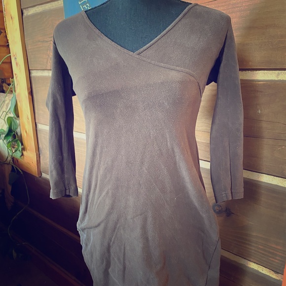 Old Navy Dresses Old Navy Stretch Wrap Brown Dress Knee Length